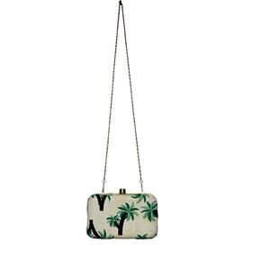 AREA STARS Embroidered Palm Tree Box Clutch Jewel Clasp Handbag